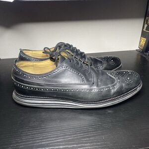 Cole Haan Zerogrand Oxford Mens 11.5 Black Leather Wingtip Longwing Shoes C21134